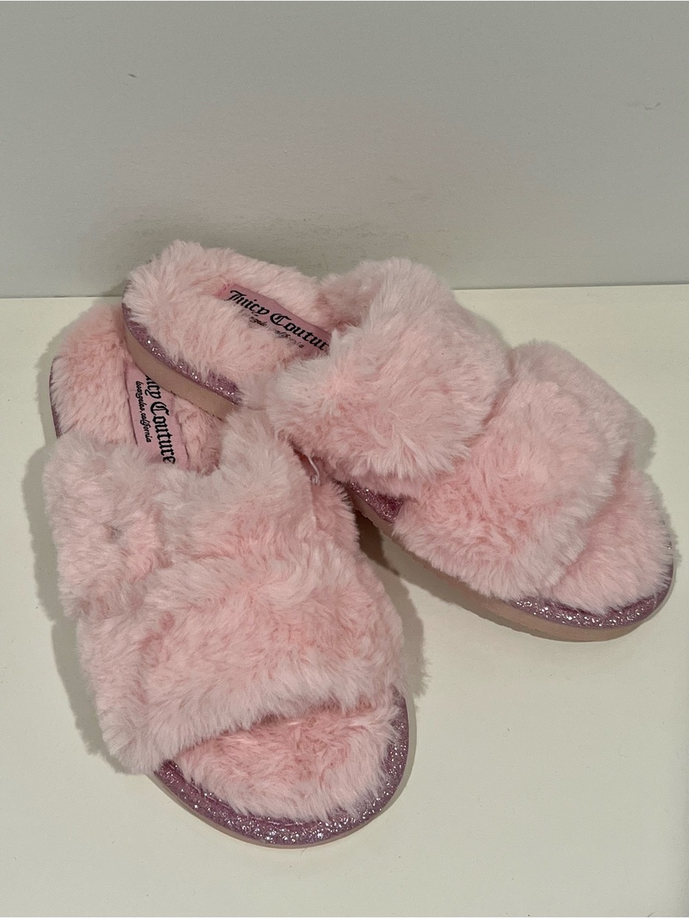 Juicy Couture NWT Pink Plush Slide Sandals